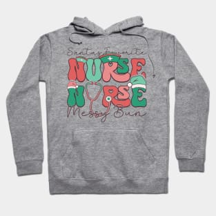 Santa's Favorite Nurse Messy bun Hoodie